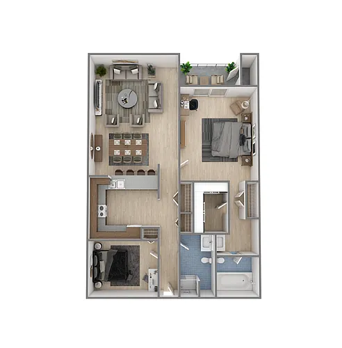 Floor plan 2 Bedroom, 2 Bathroom