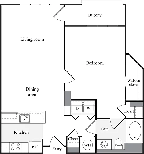 Floor plan 1 Bedroom D