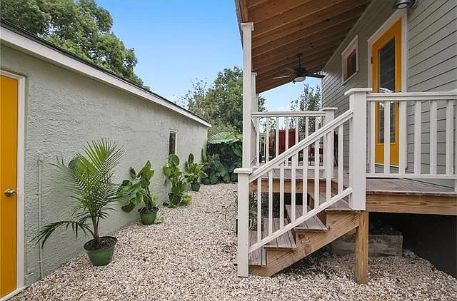 Gated back deck with garage access