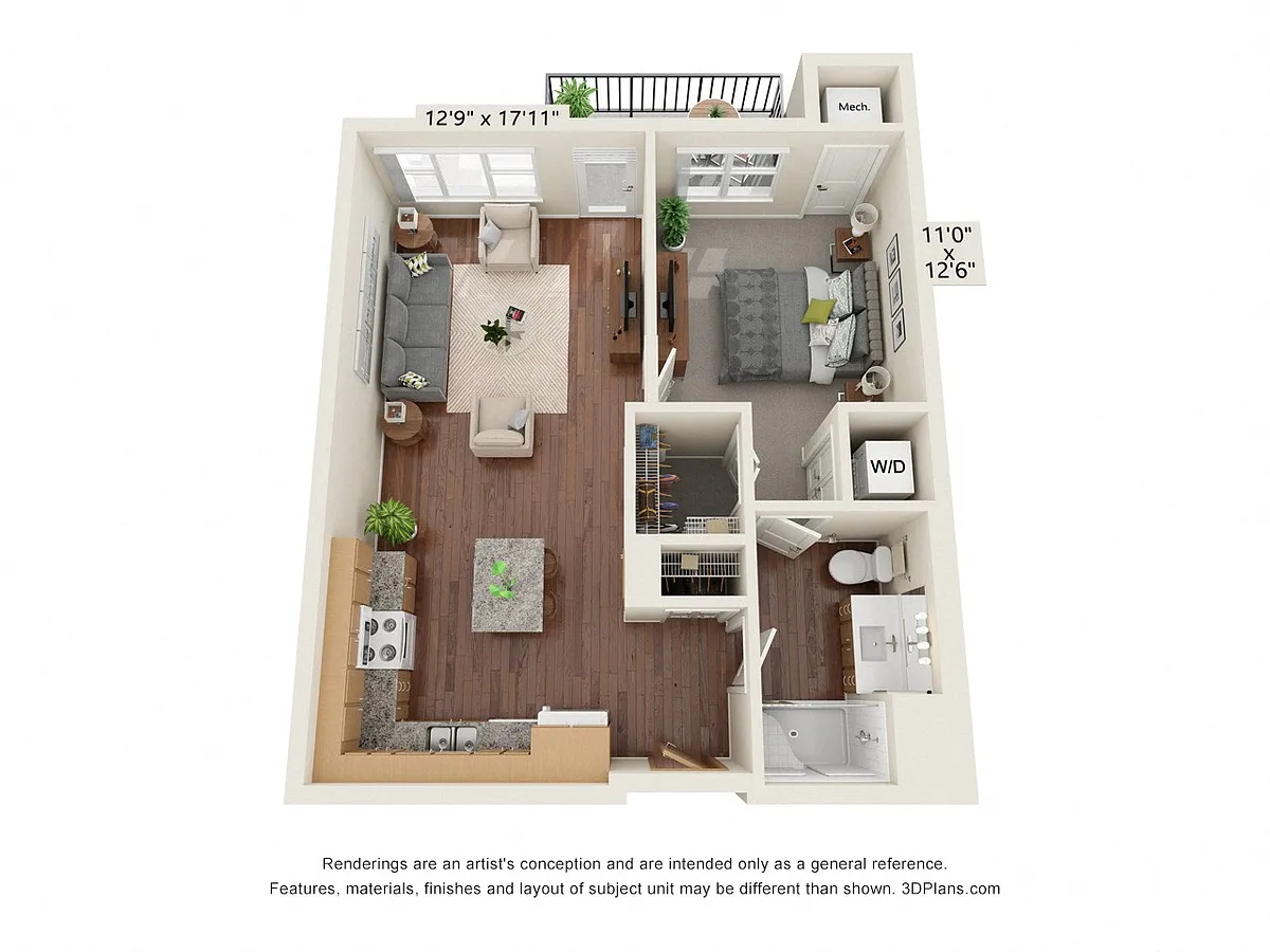Floor plan One Bedroom - C