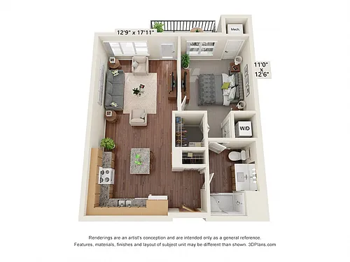 Floor plan One Bedroom - C