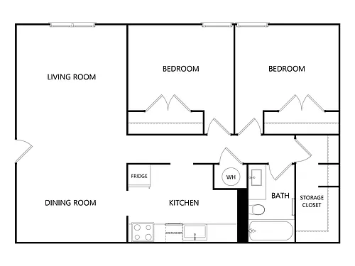 Floor plan 2 Bed 1 Bath