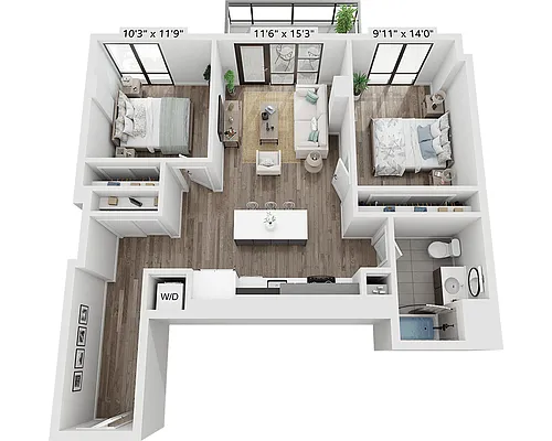 Floor plan Two Bedroom B1B