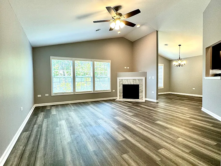 Living room with vaulted ceiling