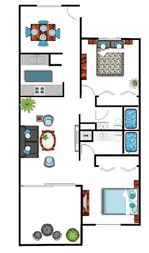 Floor plan 2 Bedroom 2 Bathroom