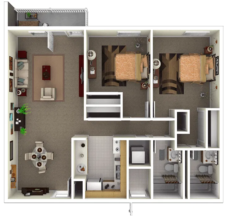 Floor plan 2 Bedroom - Balcony