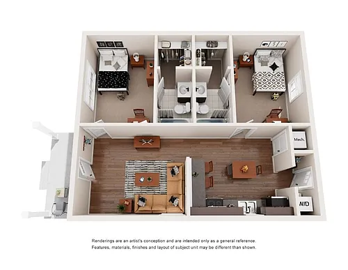 Floor plan Two Bedroom Cottage