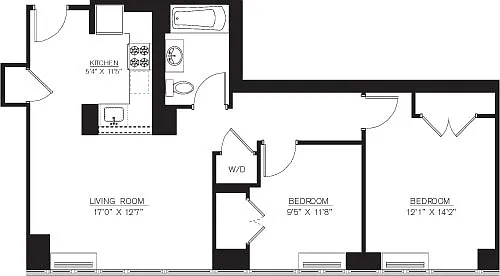 Floor plan 2 Bedroom G Line floors 42-50
