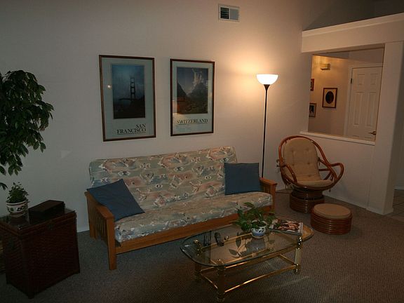 View of the family room from the kitchen.