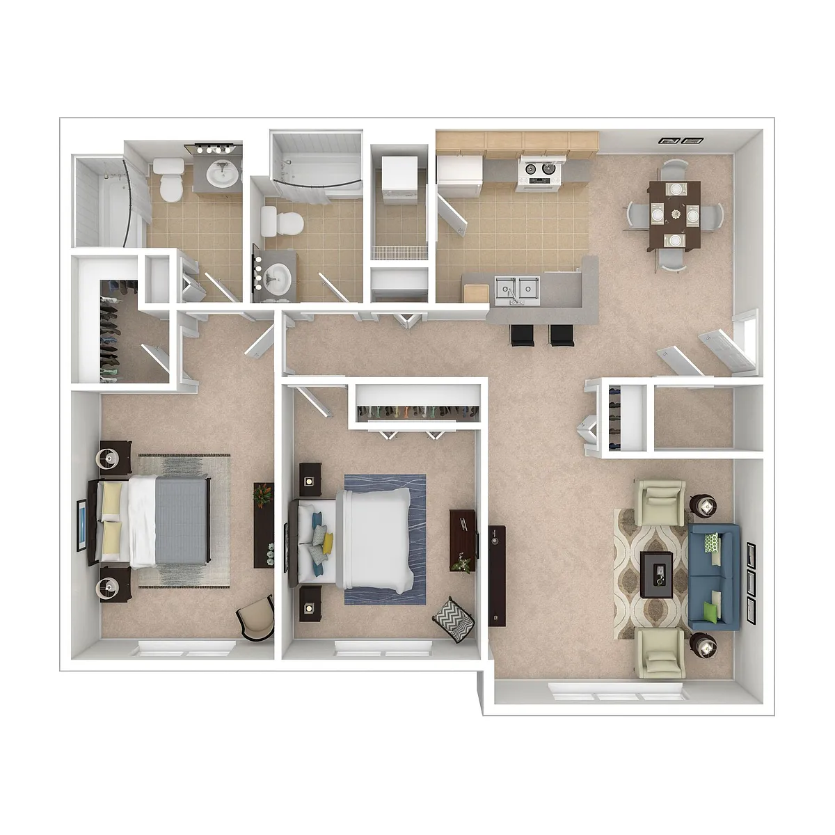 Floor plan Two Bedroom Two Bathroom A Market