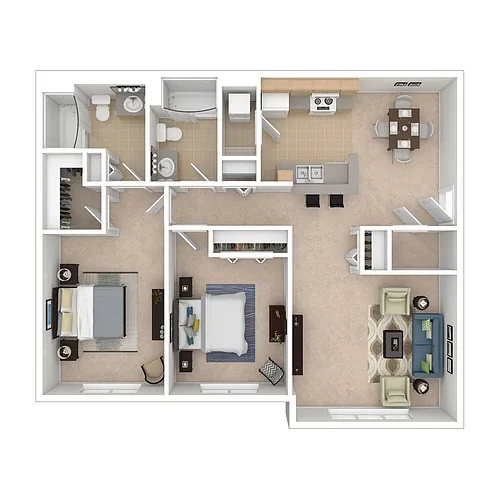 Floor plan Two Bedroom Two Bathroom A Market