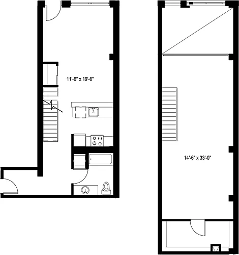 Floor plan 1 Bedroom Loft D