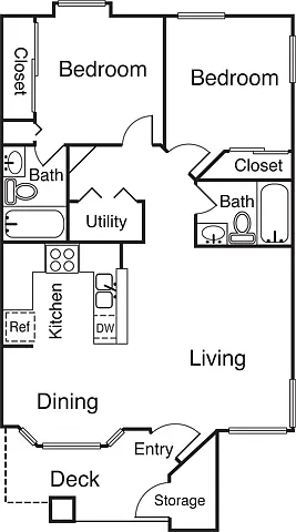 Floor plan 2 Bed 2 Bath (22A)