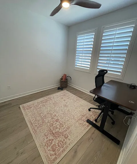 First bedroom can also be used as an office or workout room.