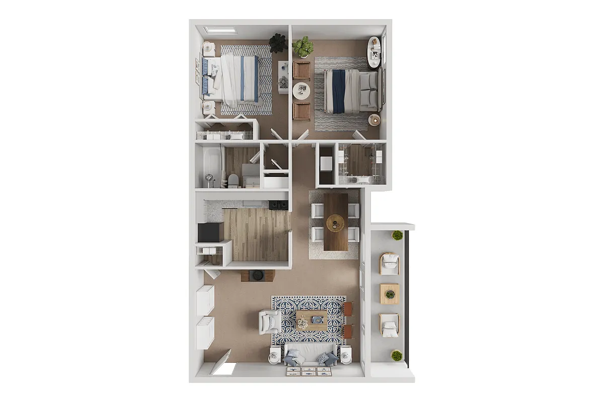 Floor plan 2 Bed, 1 Bath - Garden
