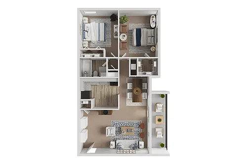 Floor plan 2 Bed, 1 Bath - Garden