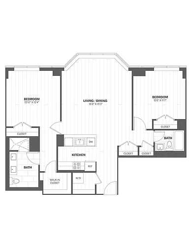 Floor plan 2 Bedroom / 2 Bathroom