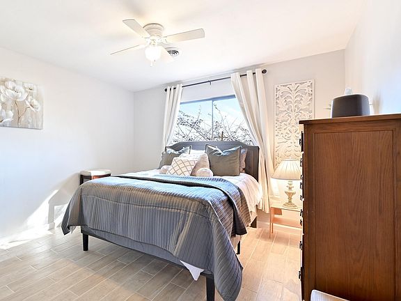 A bed, a dresser ,a large closet (not shown here)