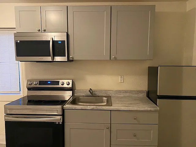 New appliances. New Cabinetry. Full Kitchen. No cook tops here!