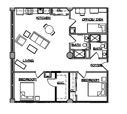 Floor plan 3 Bedroom - 2 Bathroom