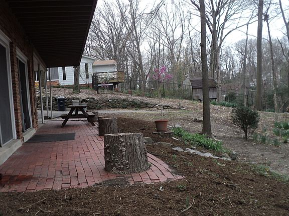 Professional Landscaping with brick patio for outdoor entertaining