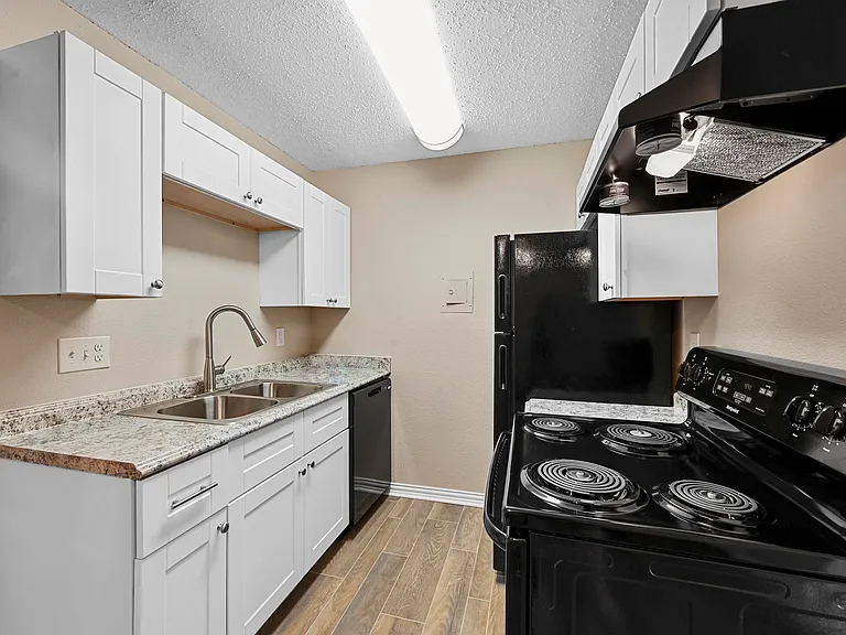 Updated kitchen with black appliances