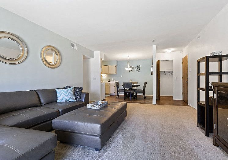 Living Dining and Entry Closet at Dover Hills Apartments Kalamazoo MI