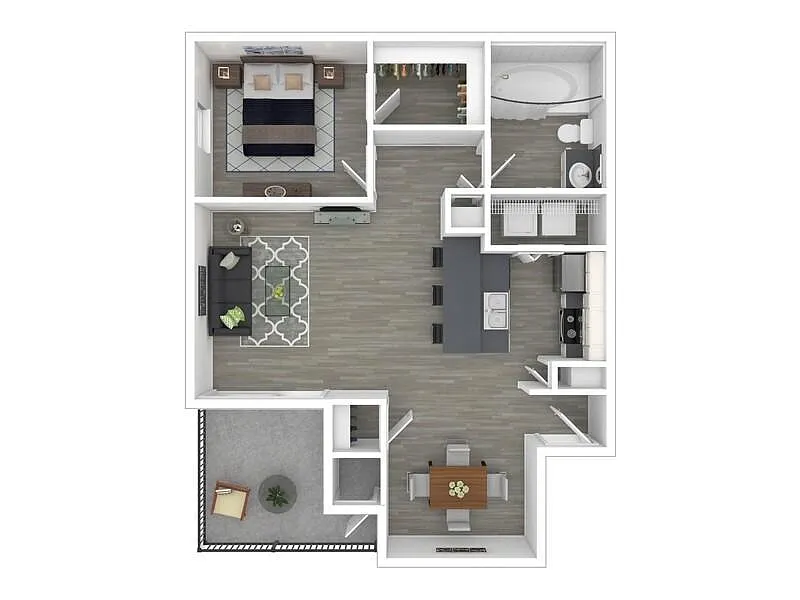 Floor plan 1x1-871 Renovated