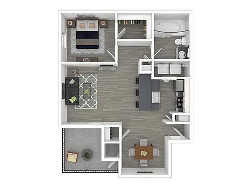 Floor plan 1x1-871 Renovated