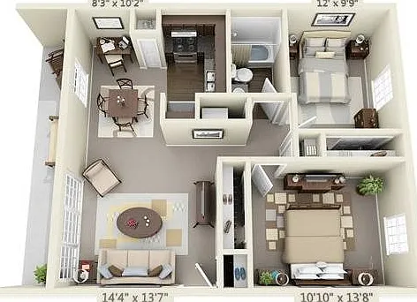 2 Bedroom | 1 Bath | 860 SF 2 Bedroom | 1 Bath | 860 SF