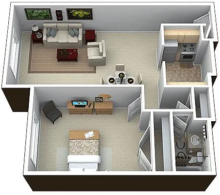 Floor plan 1 Bed 1 Bath