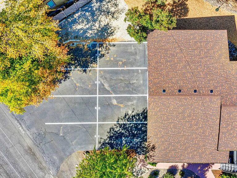View above of parking spaces