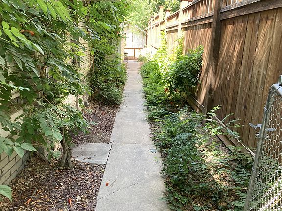 side walkway (lighted at night)