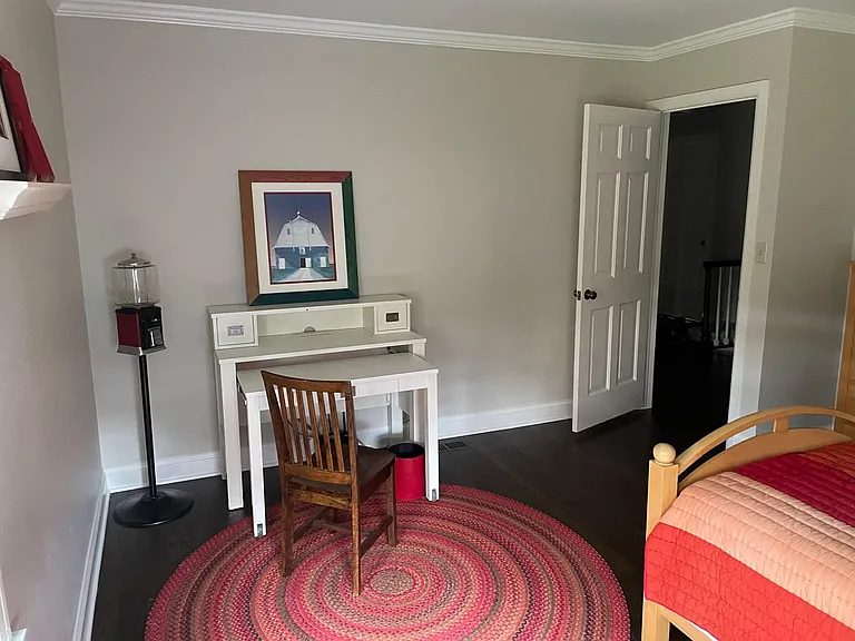 Ethan Allen Twin bed and dresser. Bed can be converted to bunk. Night stand and Pottery barn desk.