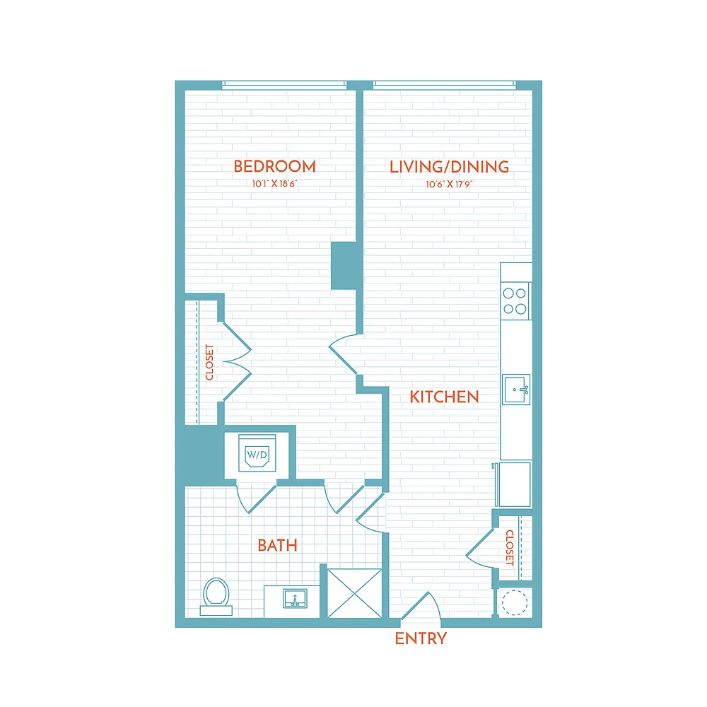 Floor plan C8 | 1 Bed | 1 Bath