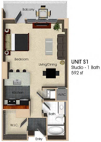 Floor plan (S1) Studio 1 Bathroom