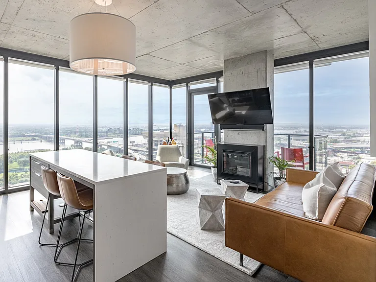The living area of The Perfecto floor plan at One Cardinal Way