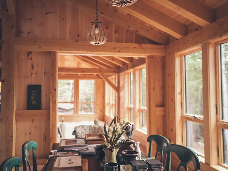 The dining table looking into the library.