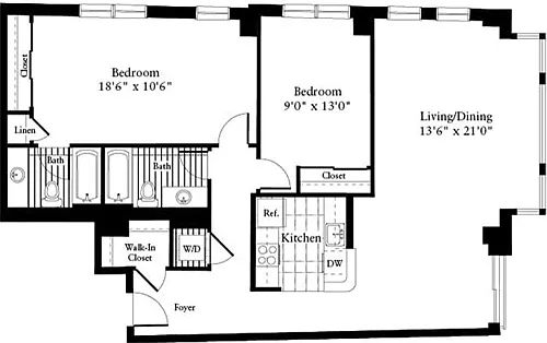 Floor plan 2 Bedrooms V