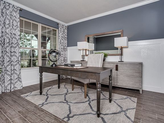 Flexible living space shown as optional study model representation