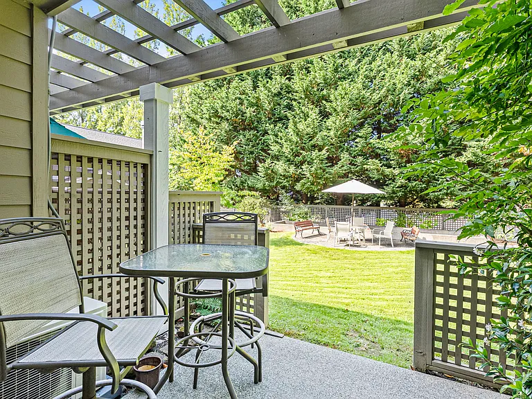 Back patio overlooking shared courtyard