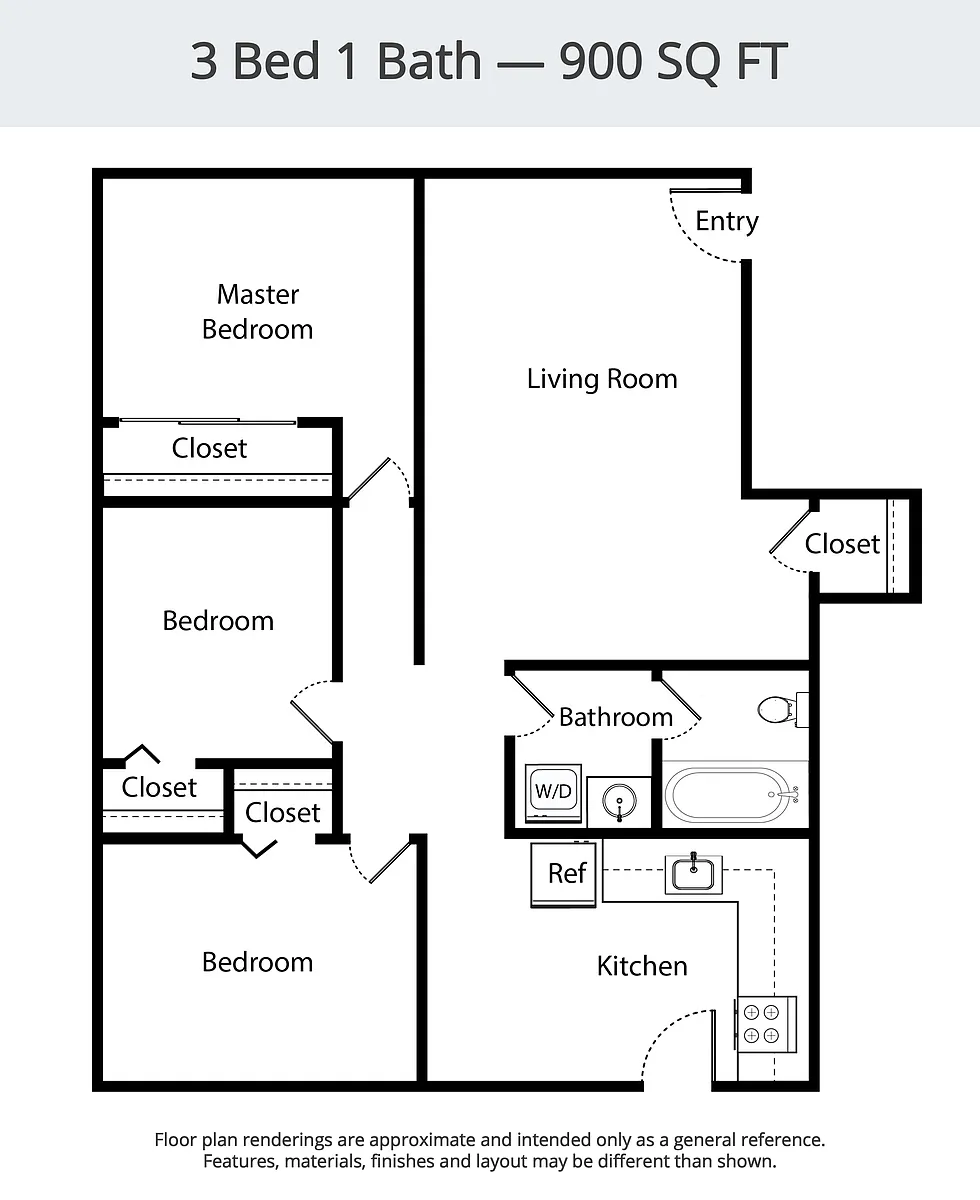 Floor plan 3 Bed 1 Bath