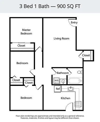 Floor plan 3 Bed 1 Bath