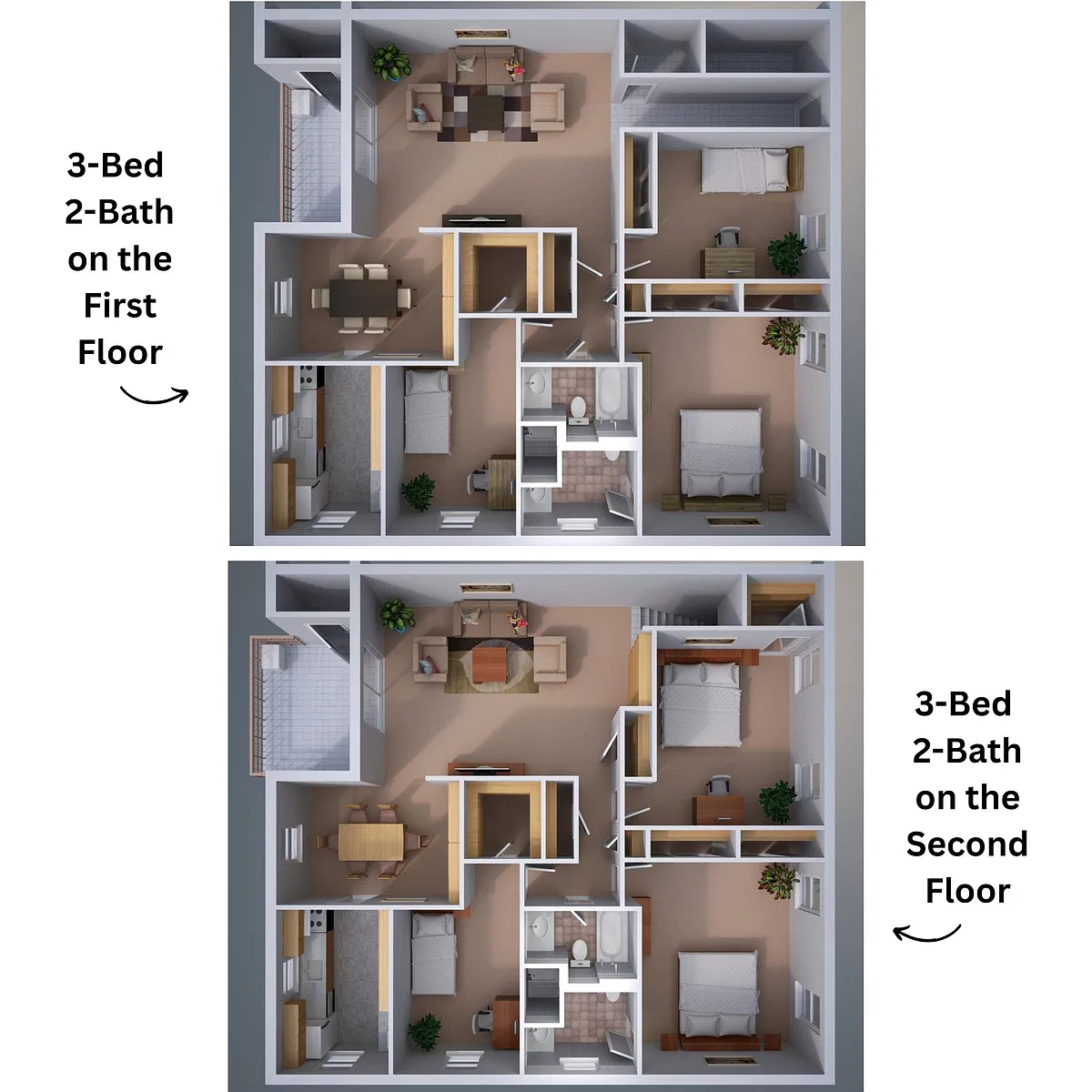 Floor plan Three-Bedroom Apartment