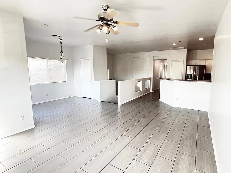 open concept living and dining room