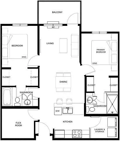 Floor plan 2 Bed+Den