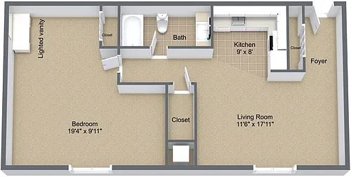 Floor plan One Bedroom Junior