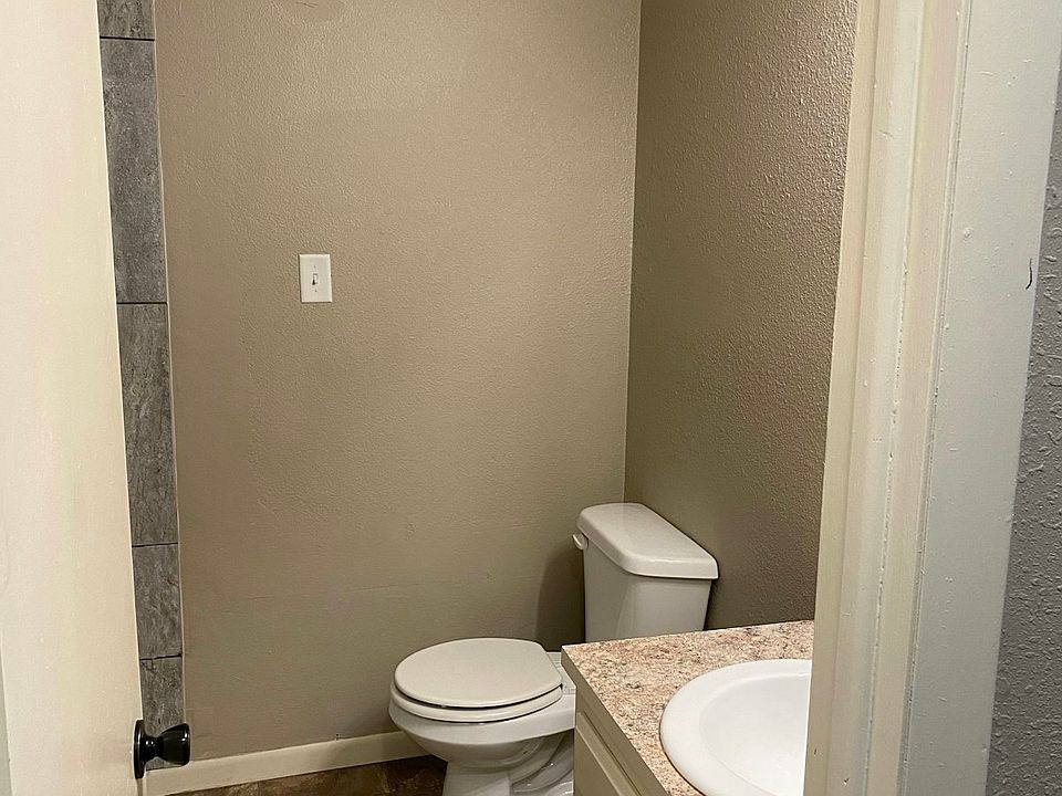 There is a small linen closet in the bathroom