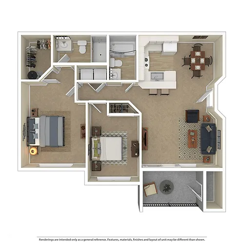 Floor plan 2 Bedroom, 2 Bath