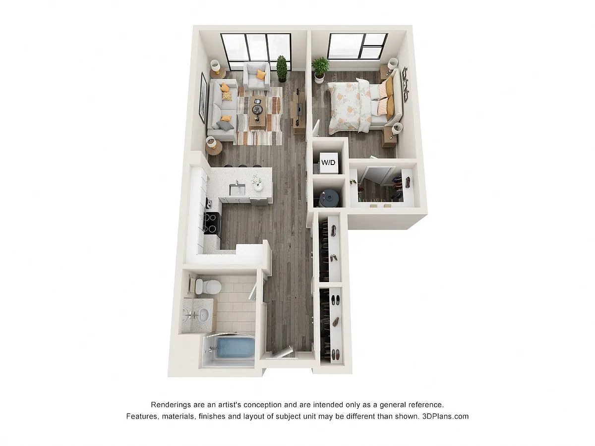 Floor plan One Bedroom Type 1E Floorplan